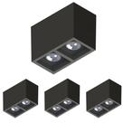 4 Spot Sobrepor Save Energy Boxit Duplo Ar111 Gu10 Preto