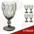 4 Taça Cinza Metalizada 340ML Diamond Vidro Elegante Chic Luxo
