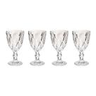4 Taça Diamante Bico De Jaca Vidro Transparente 300ml