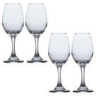 4 Taças de Vidro Resistente Vinho Tinto e Agua 365ml Luxo