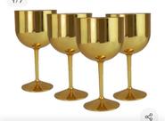 4 Taças Gin Dourado Acrílico 615ml- Plastifesta
