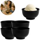 4 Tigelas Bowl Oriental 400ml Melamina Preta Japonesa
