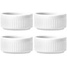 4 Tigelas Ramekins Porcelana Branca Médio Canelado Germer Creme Molho