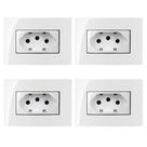 4 Tomada Móvel 3 Pinos 10a Embutir Painel Branco Margirius