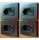 4 Tomada Para Móvel 3 Pinos 20a Femea Embutir Painel Preto Margirius