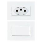 4 Tomadas 3 Pinos 10a + 3 Interruptor Paralelo + 2 Interruptor Simples Embutir Móvel Branco Sleek