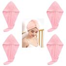 4 Touca Toalha Secadora De Cabelo Pós Banho Saída De Banho - Rosa