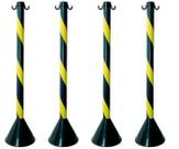 4 Un Pedestal Poste Plástico Preto Amarelo Sinalização Isolamento Organizador Fila Zebrado
