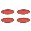 4 UN Prato Lanche Sobremesa Redondo Durável 20cm vermelho
