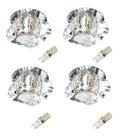 4 un. Spot Embutir Cristal 8cm Quarto Sala Ac661 + Led 3w Branco Frio