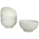 4 Unidades de Bowl em Porcelana Branco Trabalhado 380ml