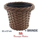 4 vaso planta cachepot com borda marrom escuro decorativo 21 x 17 cm