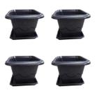 4 Vasos Cachepô + Prato Quadrado Para Flores Suculentas