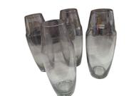 4 Vasos Objetos Decorativos Enfeites Sala 22x8cm Vidro Cinza