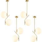 4 x Luminária 67cm Pendente Jabuticaba 2 Globos Vidro Dourado Lustre Teto Gimpo 4x-KJDD-E-070-GOLD