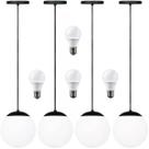 4 x Luminárias Lustre Pendente 215cm Jabuticaba Globo Vidro 15cm Teto Gimpo PJ15 + 4 Lâmpadas 12W