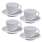 4 Xícara Caneca com Pires Branco Kit em Melamina 200ml