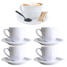 4 Xícaras Caneca com Pires Branco em Melamina Pra Café 170ml