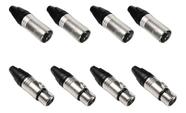 4 Xlr Macho Linha + 4 Xlr Fêmea Linha Profissional Luminos