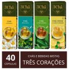 40 Cápsulas Mix Três Corações Variados: Cappuccino Café Chás