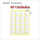 40un Adesivos Dupla Face 20x20mm c/ Orelha p Fixar Ilhós/Pavio Velas