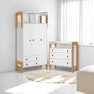 4410 - comoda 3gav c/nicho fantasia branco acetinado (4410.3) + 4375 - g. roupa 3pts/2gv c/nicho fantasia branco acetinado (4375.3)