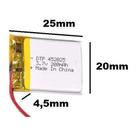 452025 2 Fios 3,7v 200 Mah 4,5mmx 20mmx 25mm Bateria -