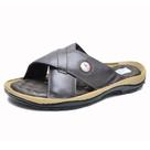461CLA Chinelo Masculino de couro forrado em couro marrom