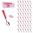 48 Colher de de Chá Vermelho Aço Inox Plástico Luna Casa