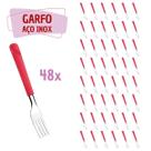 48 Garfos Vermelho Aço Inox Plástico Luna Casa Almoço