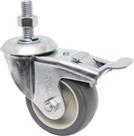 (4pçs) Rodizio Girat. Espiga Roscada C/ Freio 3pol. R312 Bp Pvc Anti Risco 60kg Por Roda