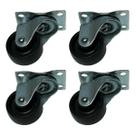 (4pçs) Rodizio Giratorio Roda 32mm Pp Preto Placa 4 Furos