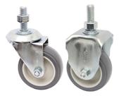 (4pçs) Rodizio Haste Rosca 3pol. R312 Bp Pvc Anti Risco (2 Giratorio + 2 Fixo) 60kg Por Roda