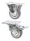 (4pçs) Rodizio Placa 3pol. R312 Bp Pvc Anti Risco (2 Fixo + 2 Giratorio C/ Freio) 60kg Por Roda