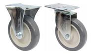 (4pçs) Rodizio Placa 5pol. R512 Bp Pvc Anti Risco (2 Giratorio + 2 Fixo) 75kg Por Roda