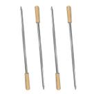 4un Espeto Simples Inox Cabo madeira churrasco 65cm aço