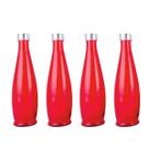 4un GARRAFA DE VIDRO C/ TAMPA INOX ACQUA ÁGUA SUCO VERMELHO 4un GARRAFA DE VIDRO C/ TAMPA INOX ACQUA ÁGUA SUCO VERMELHO
