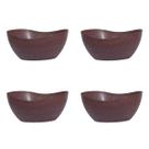 4un Tigela saladeira bowl oval servir 1,9lt marrom escuro