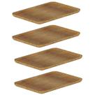 4x Bandeja Retangular 1,9cm x 24cm x 35cm Ou Bambu