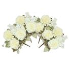4x Buquê de Peônia Flor Artificial (31cm) Creme SMO