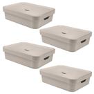 4x Caixa Organizadora Multiuso 16L OU Bege 13x35x45cm