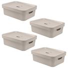 4x Caixa Plastica Multiuso Organizadora 10,5L OU Cube Bege