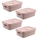 4x Caixa Plastica Multiuso Organizadora 10,5L Ou Cube Rosa
