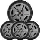 4x Calota CELTA CORSA CLASSIC Aro 13 Grafite com Logo 132cb