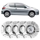 4x Calota Centro Roda BRW 560 PRATA Logo PEUGEOT Aro 14 15