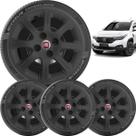 4x Calota Fiat Strada New Fiorino Aro 14 Preto 290ca