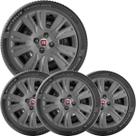 4x Calota Fiat Uno Palio Aro 13 Grafite com Emblema 220cb