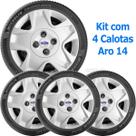 4x Calota Ford Fiesta Hatch Sedan Aro 14 com Emblema 025cb