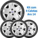 4X Calota Ford Fiesta Hatch Sedan Aro 14 Com Emblema 025Cb