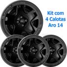 4x Calota Ford Fiesta Hatch Sedan Aro 14 Preto com Emb 025cb
